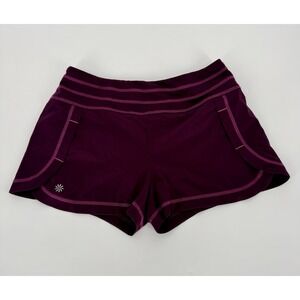 Athleta Stability Running Gym Shorts Women's Size Small Burgundy Lined